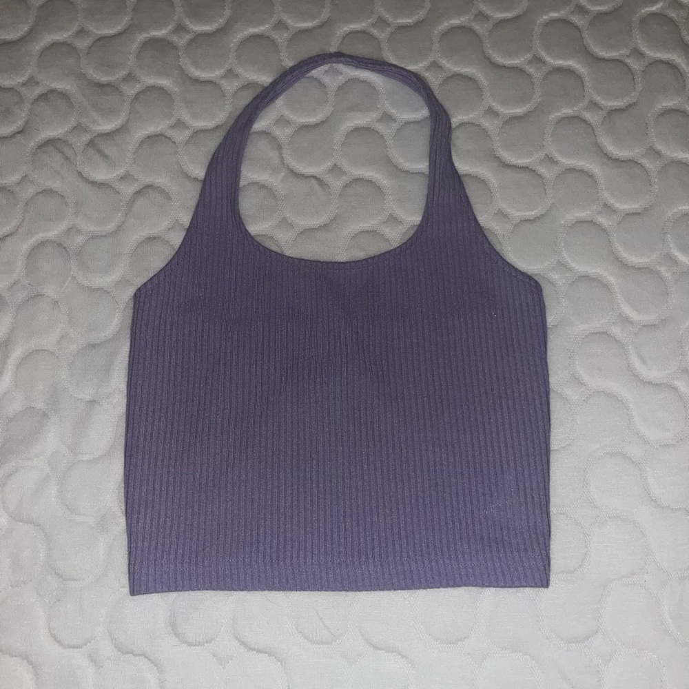 Purple Ribbed Halter Top